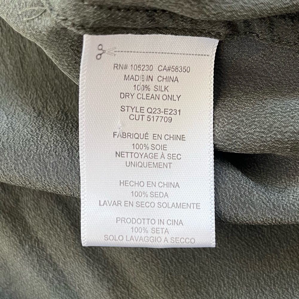 Equipment Olive Green 100% silk Button-Down blouse XS - Picture 4 of 4
